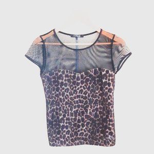 BEBE Tiger Print & Lace top Like NEW